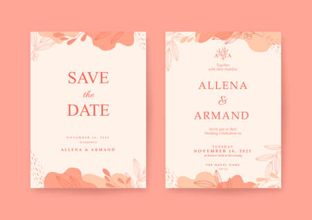Beautiful hand drawn wedding card templateのイラスト素材