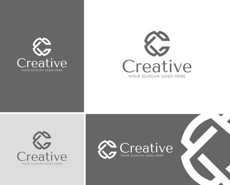 Modern geometric letter c logo. Letter c logo template. Bold letter c logo template. Simple Monogram logo template. minimalist and bold letter c logo templateのイラスト素材