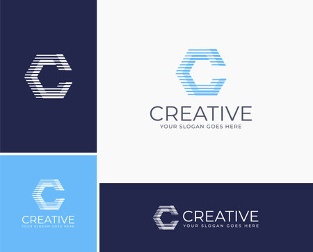 Modern geometric letter c logo. Letter c logo collection. Bold letter c logo template. Simple Monogram logo template. minimalist and bold letter c logo templateのイラスト素材