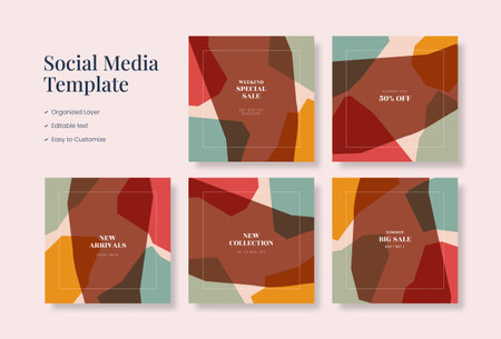 Social media template, trendy editable social media backgroundのイラスト素材