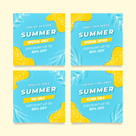feed template summer promotionのイラスト素材