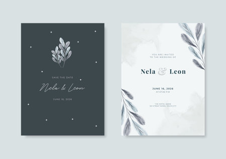 Elegant black and white wedding card templateのイラスト素材