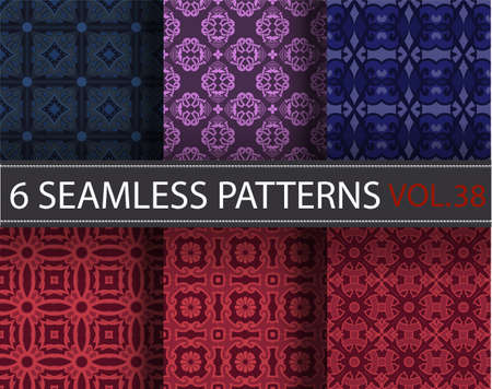 Universal oriental color set vector seamless patterns, tiling. Endless texture can be used for...