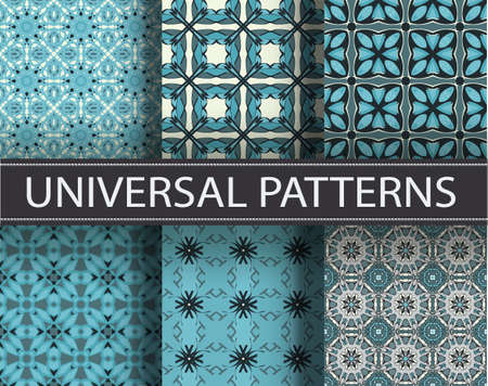 Universal classic color set vector seamless patterns, tiling. Endless texture can be used for...