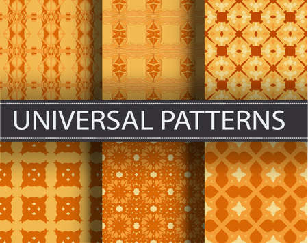Universal classic color set vector seamless patterns, tiling. Endless texture can be used for wallpaper, pattern fills, web page background,surface textures. Geometric ornaments.のイラスト素材
