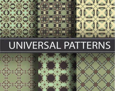 Universal modern color set vector seamless patterns, tiling. Endless texture can be used for wallpaper, pattern fills, web page background,surface textures. Geometric ornaments.のイラスト素材