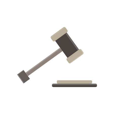 Hammer of a judge gavel vector flat icon act bid bidder black logo crime design legal lawのイラスト素材