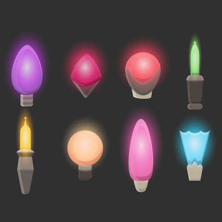 Lights Christmas garland vector string isolated glowing holiday decoration illustration backgroundのイラスト素材