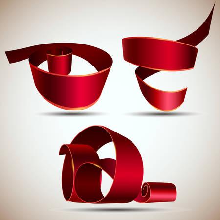 Ribbon red vector isolated banner realistic white decoration bow design illustration giftのイラスト素材