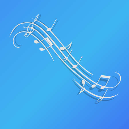 Music notes vector illustration background design blue paper isolated blue classical clef art elementのイラスト素材