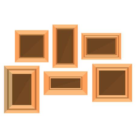 Frame wooden vector picture photo background design empty isolated flat corner border galleryのイラスト素材