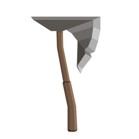 Axe vector illustration isolated icon blade wooden tool danger design element flat hand vintage retroのイラスト素材