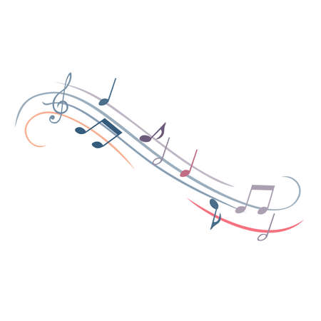 Vector music note melody musical watercolor set disco row concept sign line urban sound. Symbol bass design tone graphic element, black traditional idea, shape abstract. Modern doodle art illustrationのイラスト素材