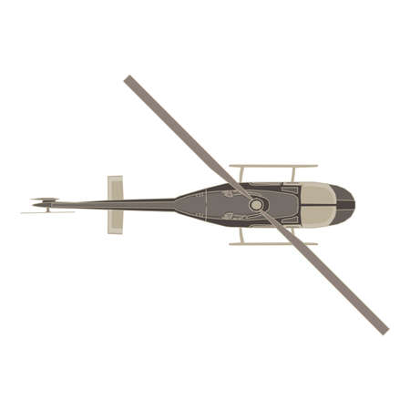 Vector helicopter flat icon isolated. Aircraft top view design illustration aviation. Cartoon chopper commercialのイラスト素材