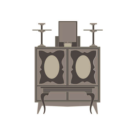 Vector altar flat icon isolated front view illustration black catholic church cross culture symbol spiritualityのイラスト素材