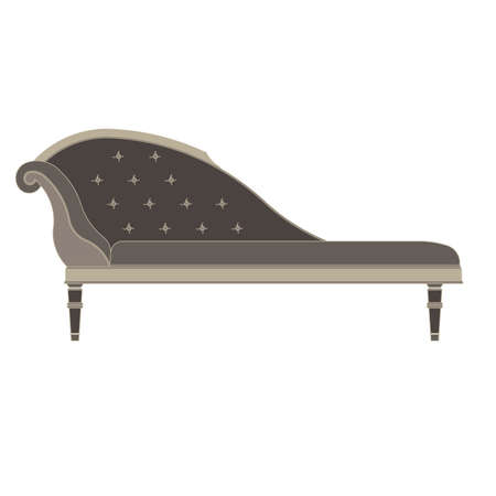 Vector classic sofa flat icon isolated. Retro furniture side view illustration. Bed design vintage luxuryのイラスト素材
