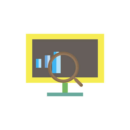 Analytics icon data flat vector illustration chart isolated computer data design report digital planのイラスト素材