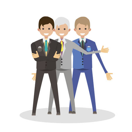 Businessmen vector group character flat human people isolated business cartoon isolated designのイラスト素材