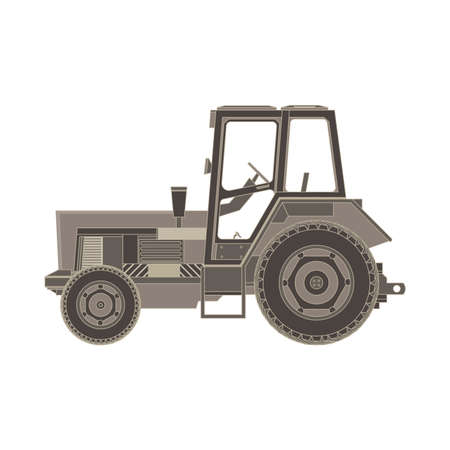 Tractor flat icon. Vector illustration of a farmer vehicle in design isolated style on white background. Heavy agricultural machinery for field workのイラスト素材