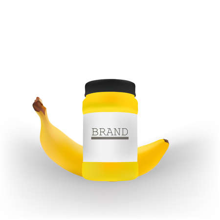 Vector green cosmetic background illustration packaging yellow 3d bottle container care foodのイラスト素材