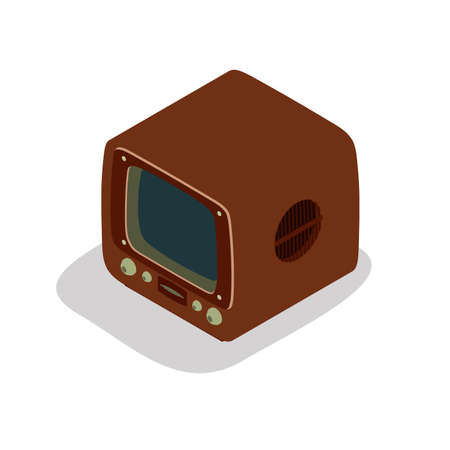 TV retro television vector old icon vintage screen set design video illustration media isometric antennaのイラスト素材