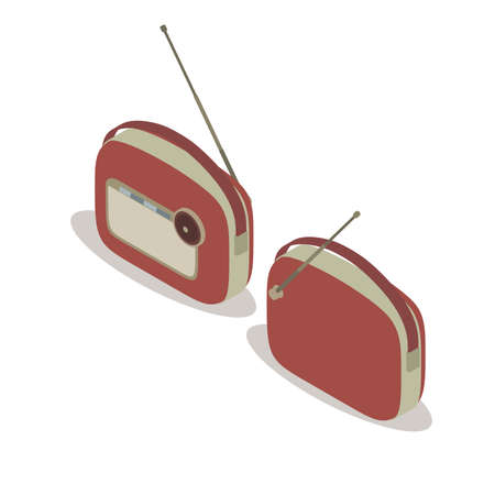 Radio vintage isometric vector retro old music icon illustration speaker sound background mediaのイラスト素材