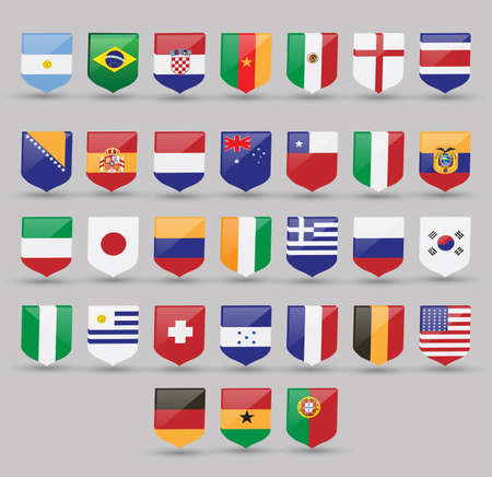 Flags world vector set national illustration symbol international america collection all south country sign europeのイラスト素材