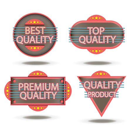 Badge retro vector stamp quality vintage label sticker design premium realistic isolatedのイラスト素材