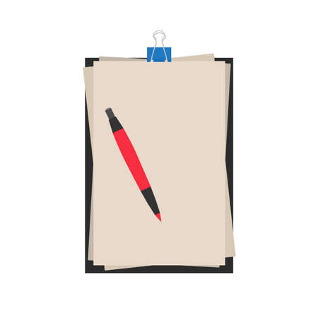 Notebook pen vector paper icon writing. Background isolated design illustration flat notepad. Note letter book business office pageのイラスト素材
