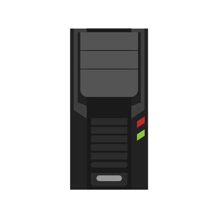 Computer case vector icon PC desktop tower. Technology server systme CPU hardware illustration isolatedのイラスト素材