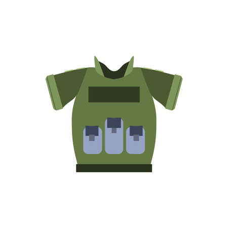 Jacket flak icon vector vest bulletproof illustration. Police uniform equipment protection symbol team. Sign security copのイラスト素材