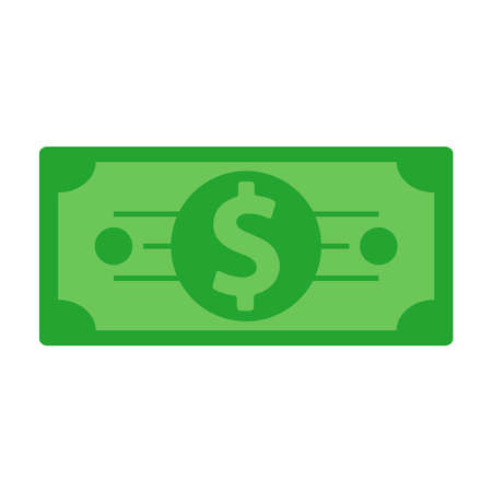 Green dollar banknote sign vector flat illustration design isolated on white background.のイラスト素材