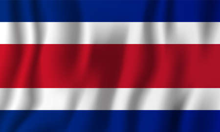 Costa Rica realistic waving flag illustration. National country background symbol. Independence day.のイラスト素材