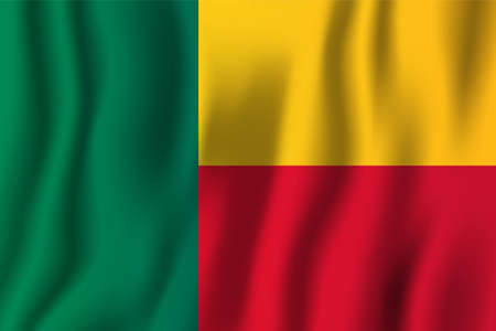 Benin realistic waving flag illustration. National country background symbol. Independence day.のイラスト素材