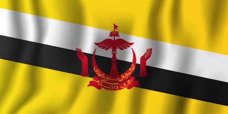 Brunei realistic waving flag illustration. National country background symbol. Independence day.のイラスト素材