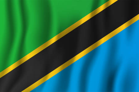 Tanzania realistic waving flag vector illustration. National country background symbol. Independence day.のイラスト素材