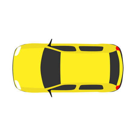 Car top view vector travel. Above white background road. Drive concept isolated urban object summer illustration. Outdoor icon  city speed design. Street vehicle sign business. Template transport autoのイラスト素材