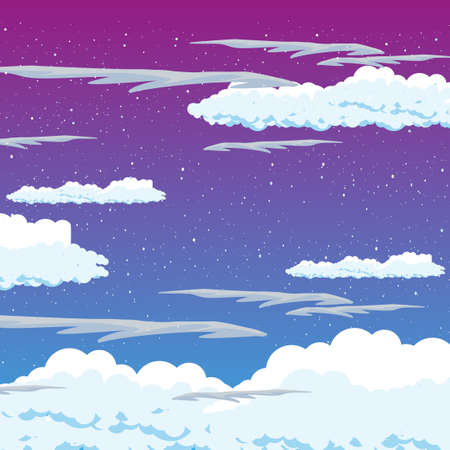 Blue Sky with cloud background vector. Summer beauty light natural color art. Nature fluffy climate weather. Air abstract graphic season. Horizon space backgdrop illustration flat. Travel scenery windのイラスト素材