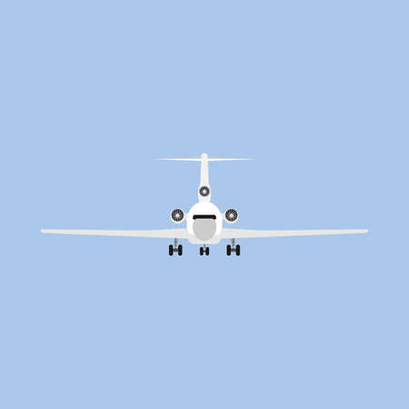 Jetliner tourism transportation illustration isolated flat icon front view. Concept track traffic plane vectorのイラスト素材