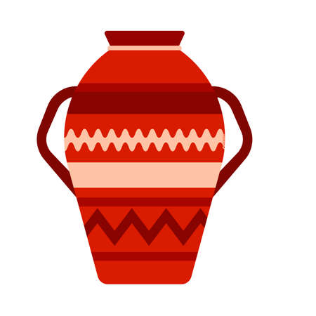 Amphora flat vector traditional classic museum bowl vase. Ancient clay icon mythのイラスト素材