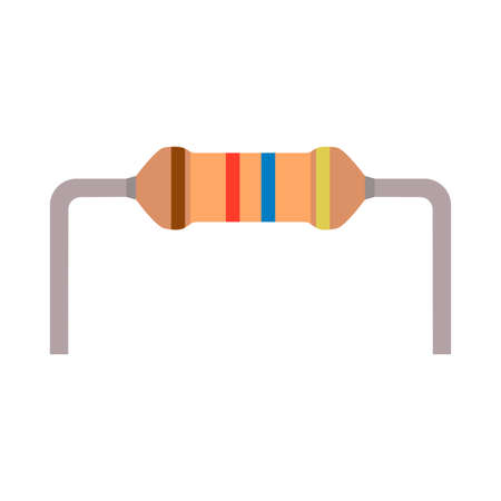 Resistor small flat vector parts components electronic circuit. Microchip computer server icon viewのイラスト素材