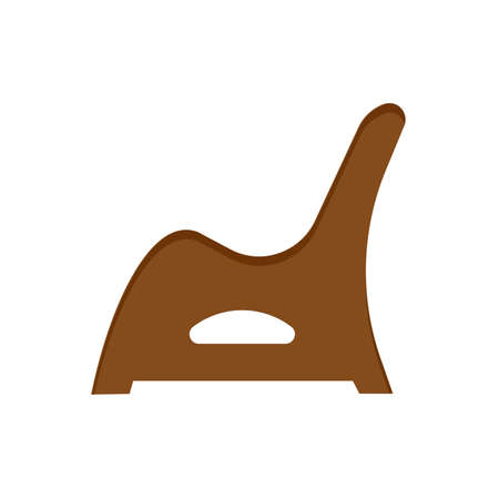 Bench park side view vector flat icon. Outdoors brown relax wooden scenery cityscapeのイラスト素材