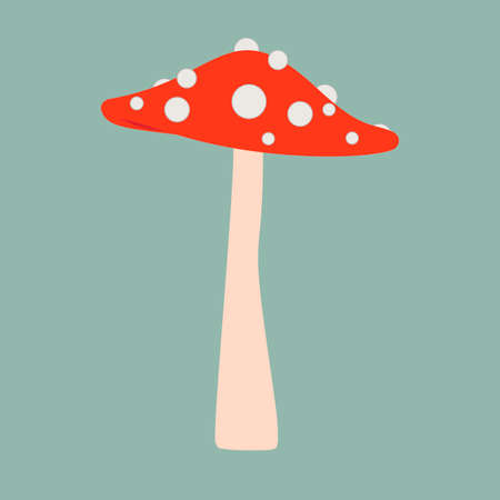 Mushroom red organic vegetarian gourmet ingredient cooking vector flat iconのイラスト素材