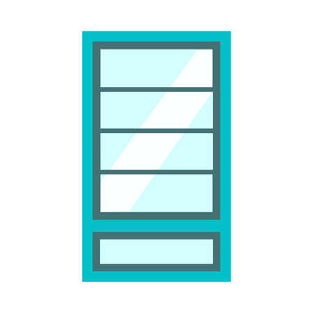 Window glass front view architecture vector concept. Interior cartoon furniture room structure flatのイラスト素材