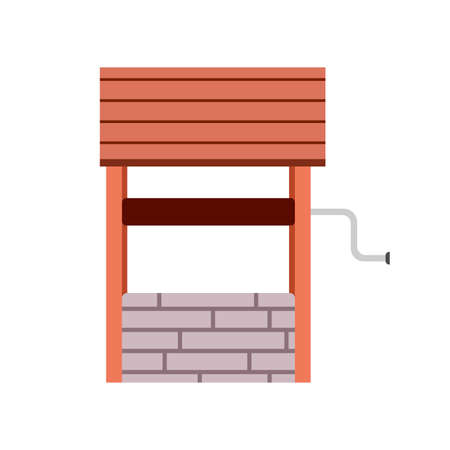 Well water isolated white agriculture element equipment. Stone flat vintage icon vector simple farm illustrationのイラスト素材