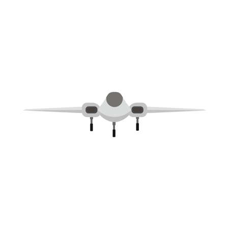 Jet fighter illustration transport warplane engine. Warfare military vehicle vector icon front view.のイラスト素材