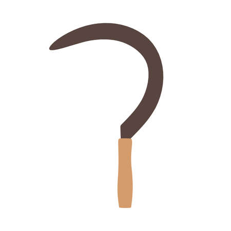 Harvesting sickle blade retro icon illustration sharp metal. Vector field tool farm agricultureのイラスト素材