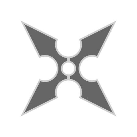 Throwing star ninja shuriken vector flat icon. Kill fun antique seam simple sharp silhouette weapon.のイラスト素材