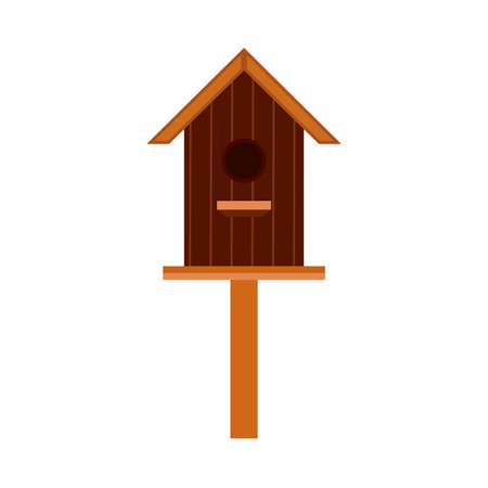 Nesting box animal design cartoon element vector icon. Wooden bird house isolated whiteのイラスト素材