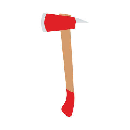 Fire red axe tool isolated white vector icon firefighter. Wooden flame element silhouette.のイラスト素材